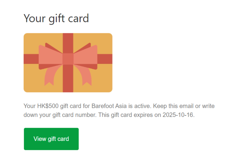 Barefoot Asia Gift Card